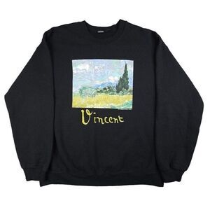 Vintage Vincent Van Gogh Sweatshirt Mens Size Medium Black National Gallery UK